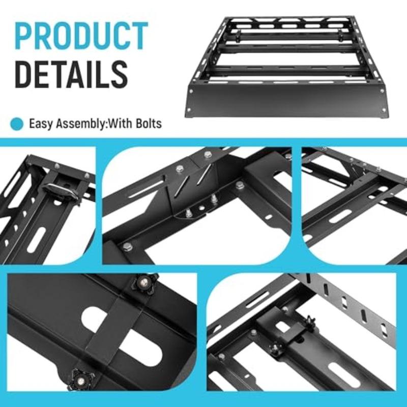 50" x 39" x 4.75" Roof Rack Cargo Basket W/Cross Bars Fit for Car SUV Pickup Truck Van Universal Top Cargo Carrier Metal Luggag