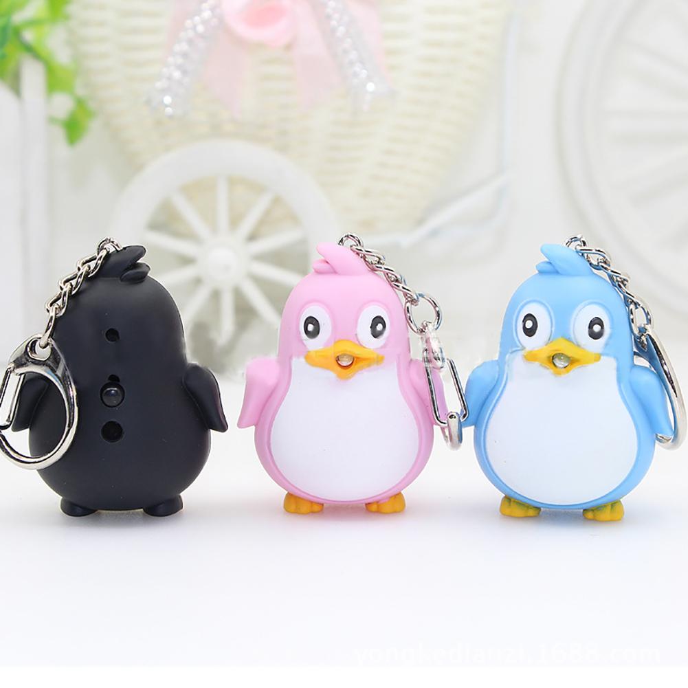 Cute Animal Penguin LED Light Key Chain Key Ring Torch Xmas Gift