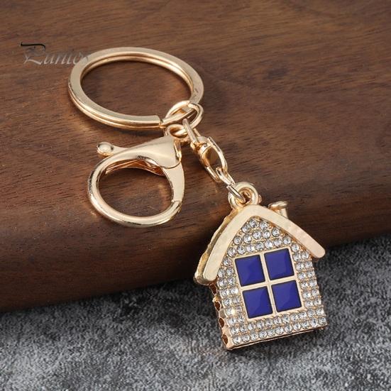 Non-blackening Metal Keychain Pendant, 3D Cabin Shape Key Holder with Lobster Home Settling Gift Clasp And Ring, Anti-Oxidation Fall-Resistant Window
