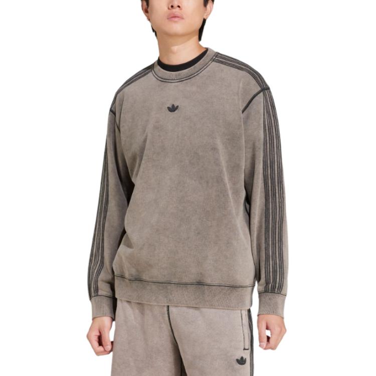 

adidas Premium Essentials Retro Washed Crew Sweatshirt Black Men Streetwear JD0246 S