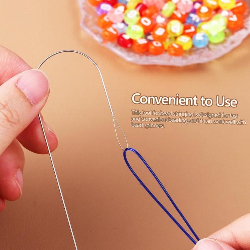 Pack of 6 Large Eye Curved Beading Needle and Beads Ends Accessory Designed for Bead Spinners and Jewelry Creation