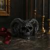 Modern Gothic Atmosphere Pieces 3D Printed Goat Horn Skull Ornament, Ram Horned Devil Trendy Bookshelf Statues Skull, Halloween Dark Desktop
