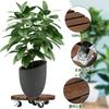 Yangbaga Flower Pot Stand Set of 2 Flower Movable Round Wooden Flower Pot Trolley with Lockable Casters for Flower Succulent Garden Pots, Saucers,