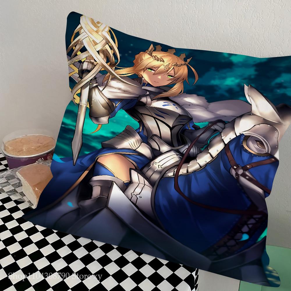 Anime Fate Zero Stay Night Saber Pillow Case Square Pillow Bedroom Sofa Leisure Comfort Cushion Car Living Room Home Decoration