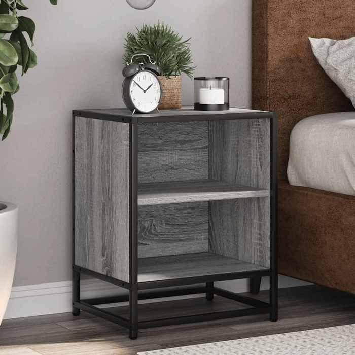 VidaXL Bedside Table Sonoma Grey 40x31x50 Cm Engineered Wood Metal, Side Table, Nightstand, Side Table 848705