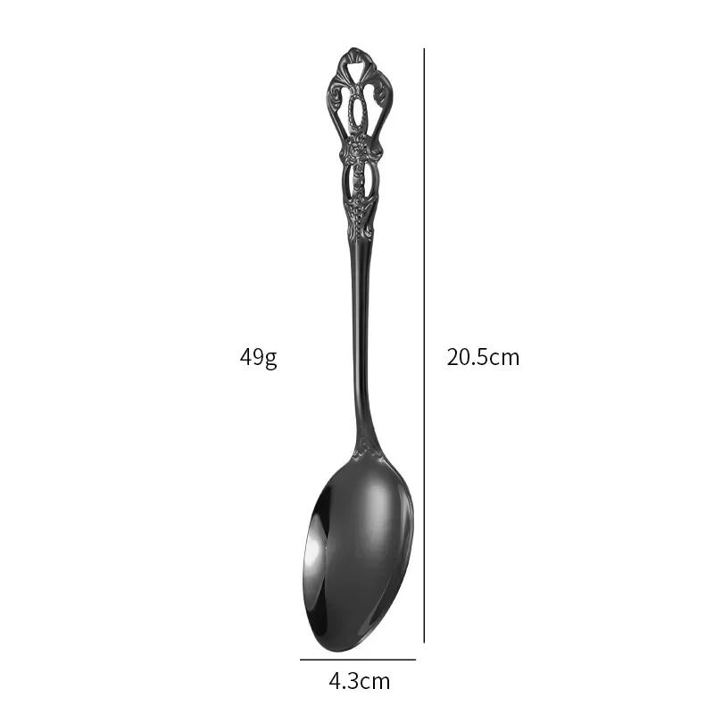 European Style Stainless Steel 4pcs Dinnerware Set - Retro Hollow Design Gold Spoon, Fork and Royal Steak Knife for Home Decor