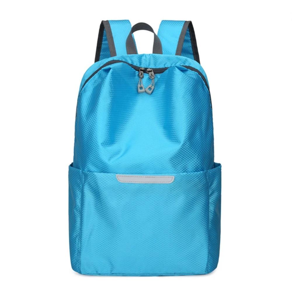 Portable Large Capacity Business Backpack Reflective Solid Color Travel Backpack Waterproof Nylon Student Schoolbag Women