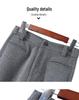 Women's High-Waist Gray Woolen Wide-Leg Pants - Fleece-Lined for Autumn/Winter, Thickened Drape, Narrow Straight-Leg Design