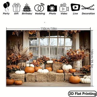 2D Thanksgiving Rustic Porch Backdrop Autumn Photography Background