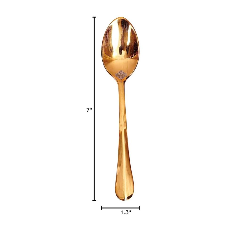 Brass Plain Spoon, Serveware Tableware Home Hotel Restaurants, 4 Pieces, Golden