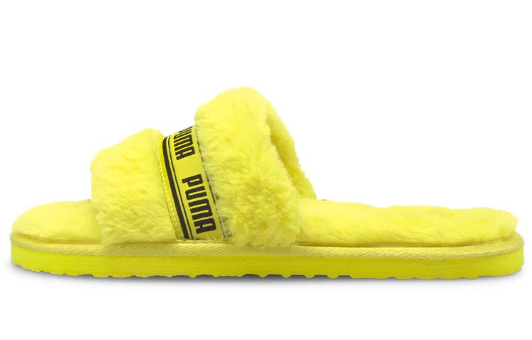 PUMA Fluff Slides  Fluo Yellow  Women s 384937-04 35.5