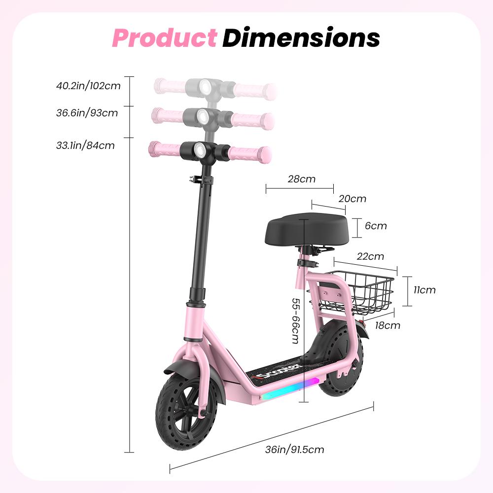 iScooter IK7 Kids Electric Scooter 250W 4.5Ah 8.5''Tires Removable Seat APP Control 3-Speed Rang 11-15KM Electric Scooter for Kids