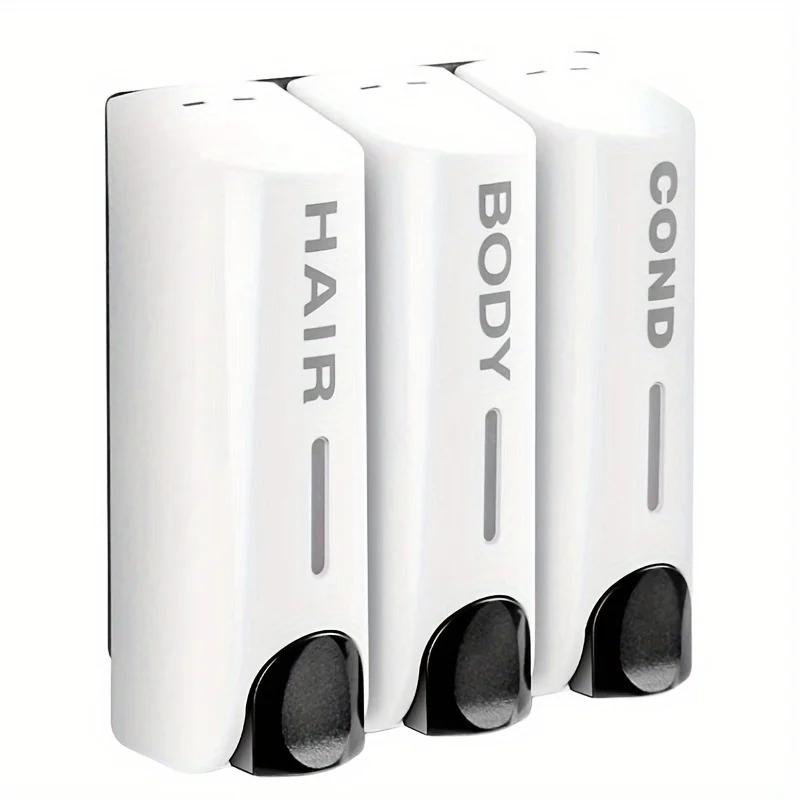 3 Headed 350ml Hand Soap Shampoo Dispenser Wall Mount Shower Liquid Dispensers Containers for Bathroom Washroom