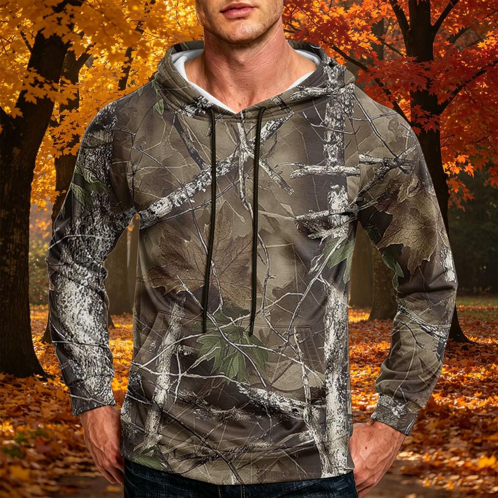 Men's Printed Loose Fit Casual Hoodie with Pocket and Drawstring