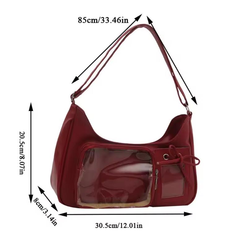 Y2k Korean Transparent Ita Bag Girls Sweet Lolita Jk Handbag Fashion School Crossbody Bag Harajuku Anime Badge Display Tote Bag