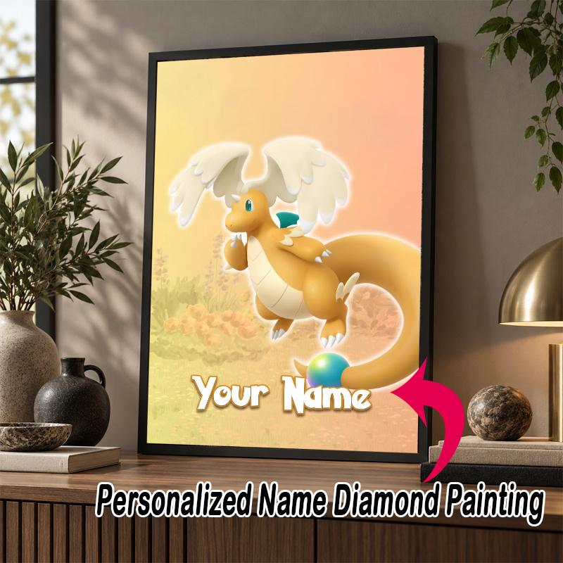 Personalized Dragonite Diamond Art Custom Name 5D Diamond Painting Full Drill DIY Craft