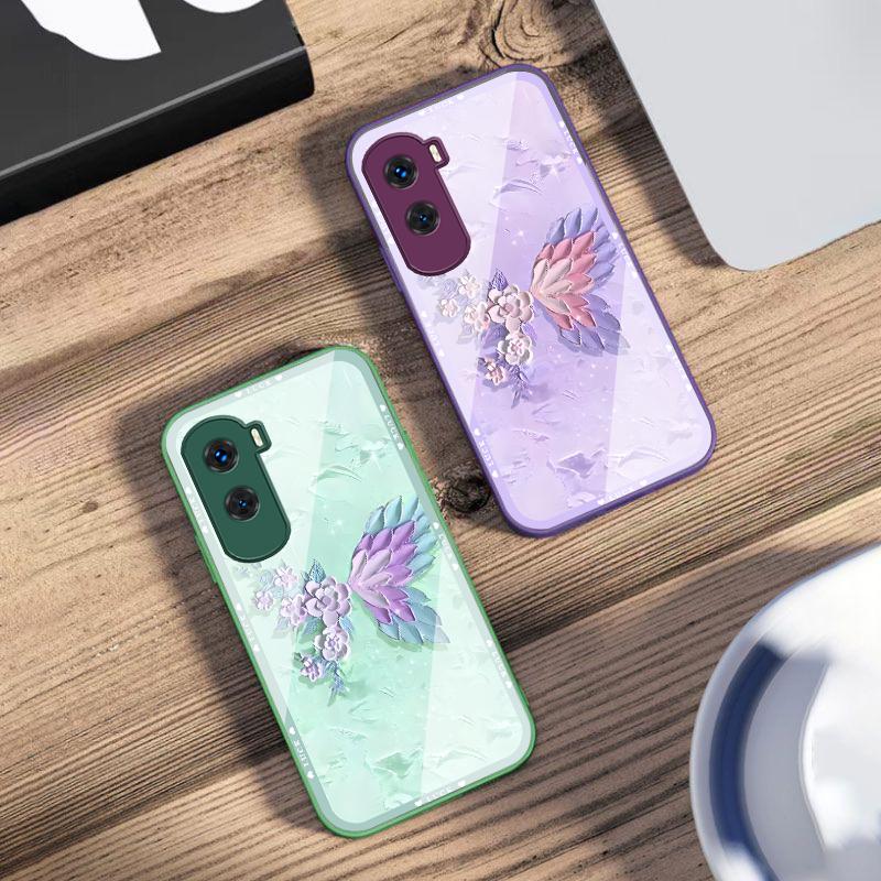 Flower Shaped Butterfly For Honor 200 90 8X 9X Pro Lite P50 P40 Nova 10 11i P60 Magic4 6 Mate 20 50 Tempered Glass Phone Case