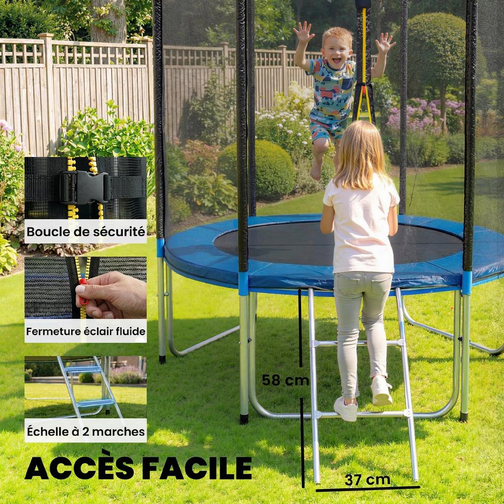 Outdoor Trampoline for Children and Adults, 80 kg Load, 36 Springs, 183 cm, Blue
