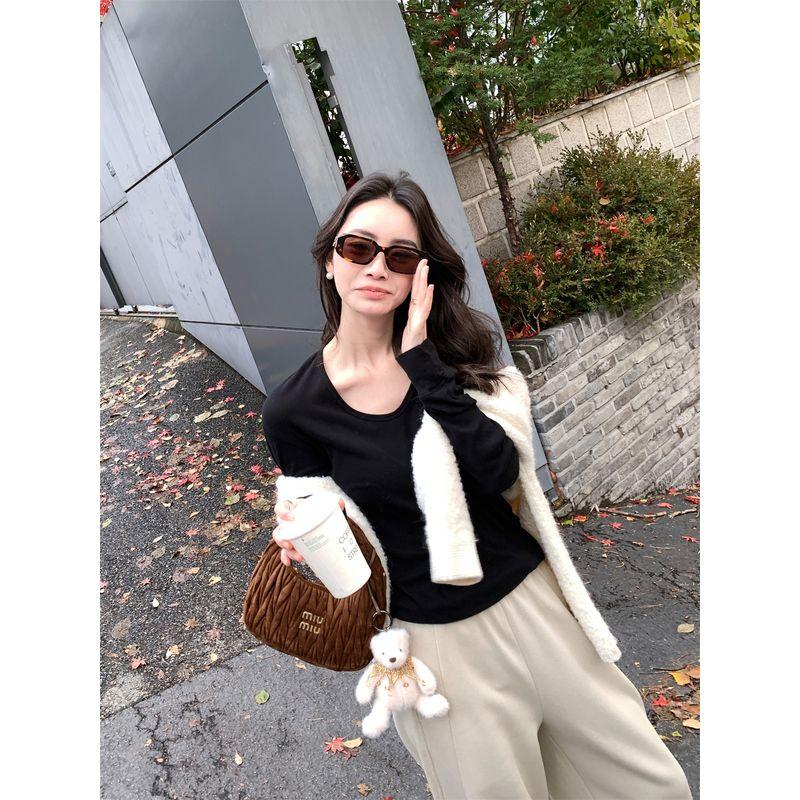 Lickysenior Is Very Easy To Wear Basic Tee Loose Easiest for Match Women's Autumn and Winter New Arrival Long Sleeves Bottoming Shirt