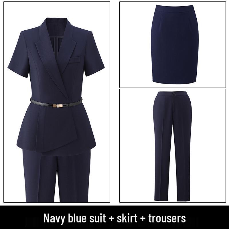 Women's High-End British Style Summer Suit Set - Professional Workwear for Sales Managers
