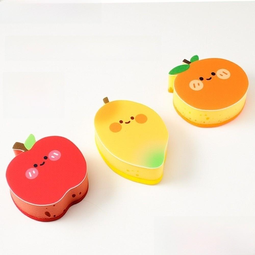 1PC Sponge Cleaner Kitchen Cleaning Sponge Scrub Sponge Fruit Shaped Magic Sponge Non-stick Stains Thickened Pot Brush