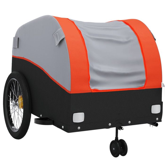 VidaXL Bicycle Trailer, Transport Cart with Safety Flag, Bicycle Stroller with Wheels and Hitch, 94145
