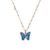 Iridescent Gradient Butterfly Necklace with Zirconia Rhinestones - Titanium Steel Clavicle Chain Pendant.