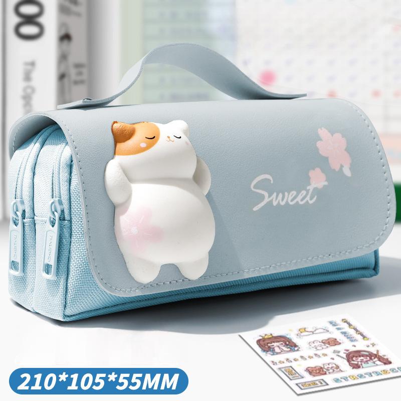 Capybara Large Capacity Pencil Case with Stress Relief Cute Pens Bag with Pressable Toy for Students Stationery
