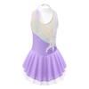 Girls Performance Dress Sleeveless Round Neck Shiny Sequins Floral Pattern Hollow Back Dance Wear