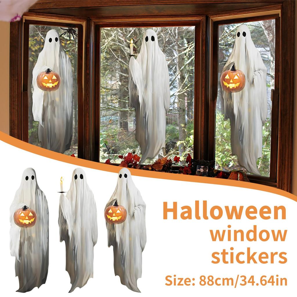 Large Size Glass Window Electrostatic Sticker Halloween Pumpkin Window Sticker Party Electrostatic Type