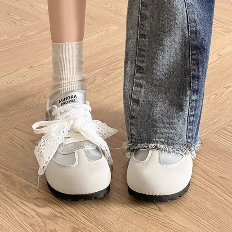 Women's Autumn New Ballet Shoes Lace Little White Shoes Niche Women's Shoes Versatile Casual Board Shoes