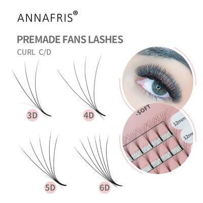 Vorgefertigte Wimpernverlängerungen, Fächer, lange Stiele, 3D-Russisches Volumen, Premium-Nerzwimpern, Make-up, Cilios