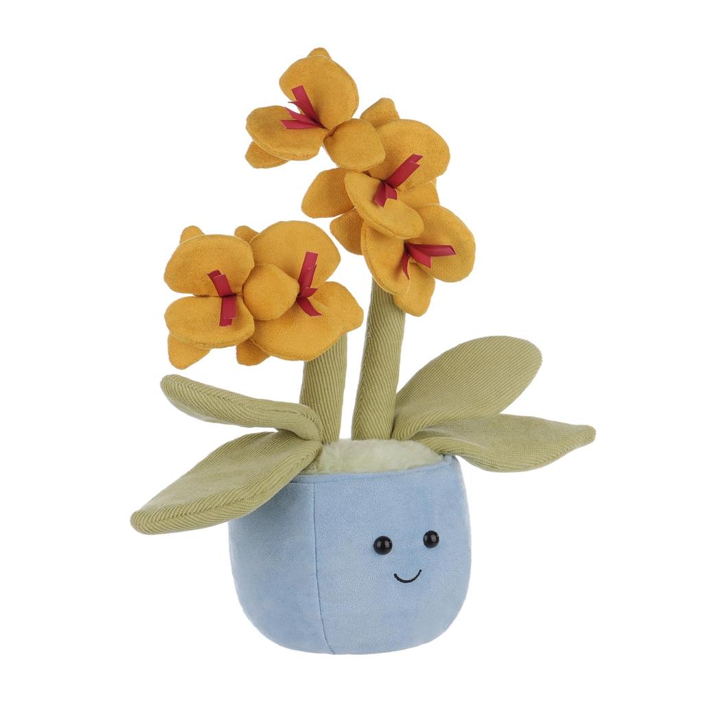 Apricot Lamb Yellow Potted Butterfly Orchid Plush Toy for Children, Soft and Cute, Fluffy Yellow Potted Butterfly Orchid for Girls and Boys, 28cm