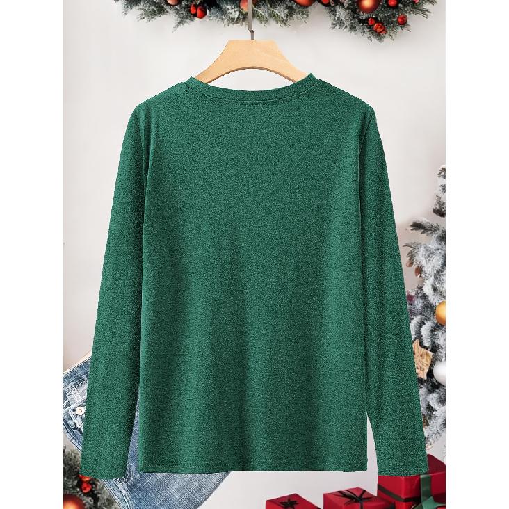 Christmas Elegant Long-sleeved Dress for Women Mountain and Forest Print Round Neck Summer Dress T Shirt Suitable for Spring Wear Summer Autumn