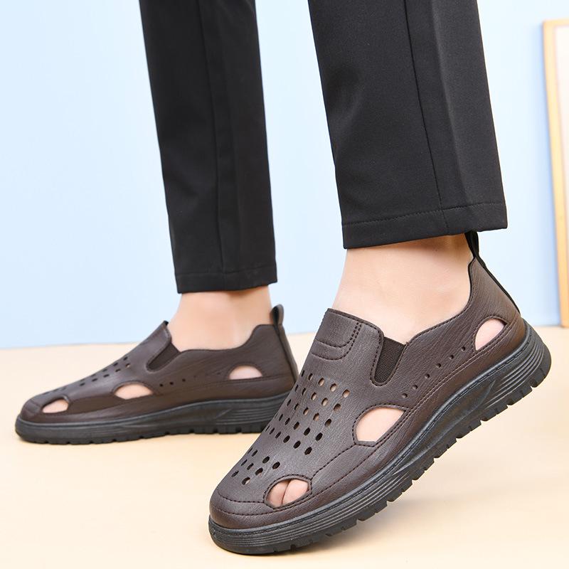 2025 Summer Men's Breathable Casual Beach Sandals - Hollow-out Outdoor Shoes