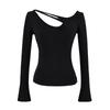 Autumn 2025 Asymmetrical Off-shoulder Hollow Long Sleeve Top for Women