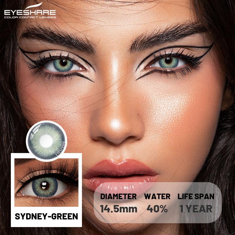 Eyeshare 1pair Blue Color Contact Lenses for Eyes Blue Colorcon Lenses Cosmetics Green Colored Lenses Cosmetic Eye Lens Yearly Use