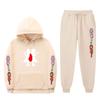 Mens Winter Warm Hooded Sweatshirt Pants Set Anime Inspired Casual Tracksuit Cotton Blend Thick Fleece Lined
