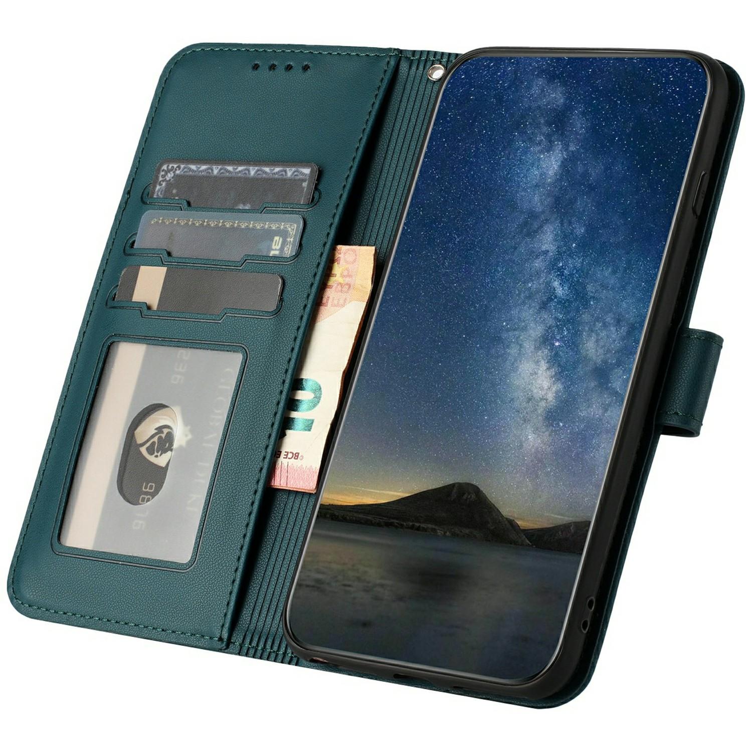 

For Samsung Galaxy S25+ Phone Cases Mandala Flower Leather Wallet Mobile Cover with Strap Blackish Green