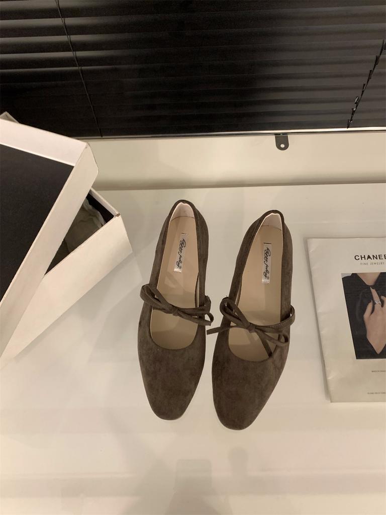 Inner height increase French small red Mary Jane single shoes women's shoes 2025 new spring suede ballet evening shoes