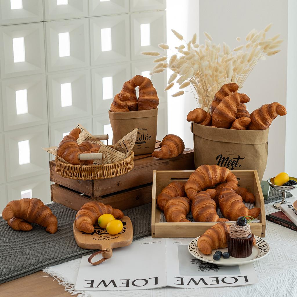 Simulation Croissant Artificial Bread Model Fake Doughnut Home Decor Cake Shop Bakery Window Display Ins Photography Props