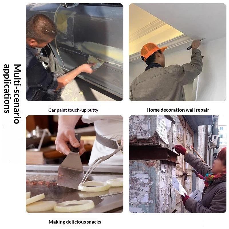 Stainless Steel Putty Knife Plastic Handle Scraper Flexible Blade Filling Painting Tool For Diy Wall Renovation Construction Use