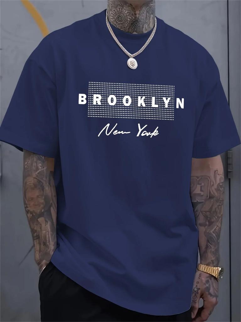 American style new Unisexs summer Brooklyn letter print soft and breathable round neck Tshirt outdoor urban street style top
