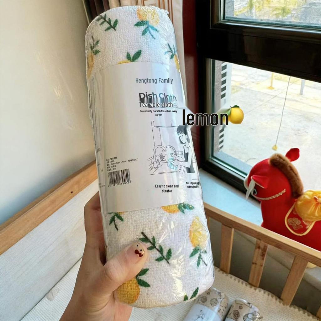 Tearable Lint-Free Absorbent Dishcloth Roll - Dual-Use, Thickened, Degreasing Scouring Pad for Kitchen.