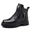 Winter Thick Soled Men's Boots Outdoor Waterproof Laceup Genuine Leather Boots Male Comfortable Warm Leather Shoes Botas Zapatos