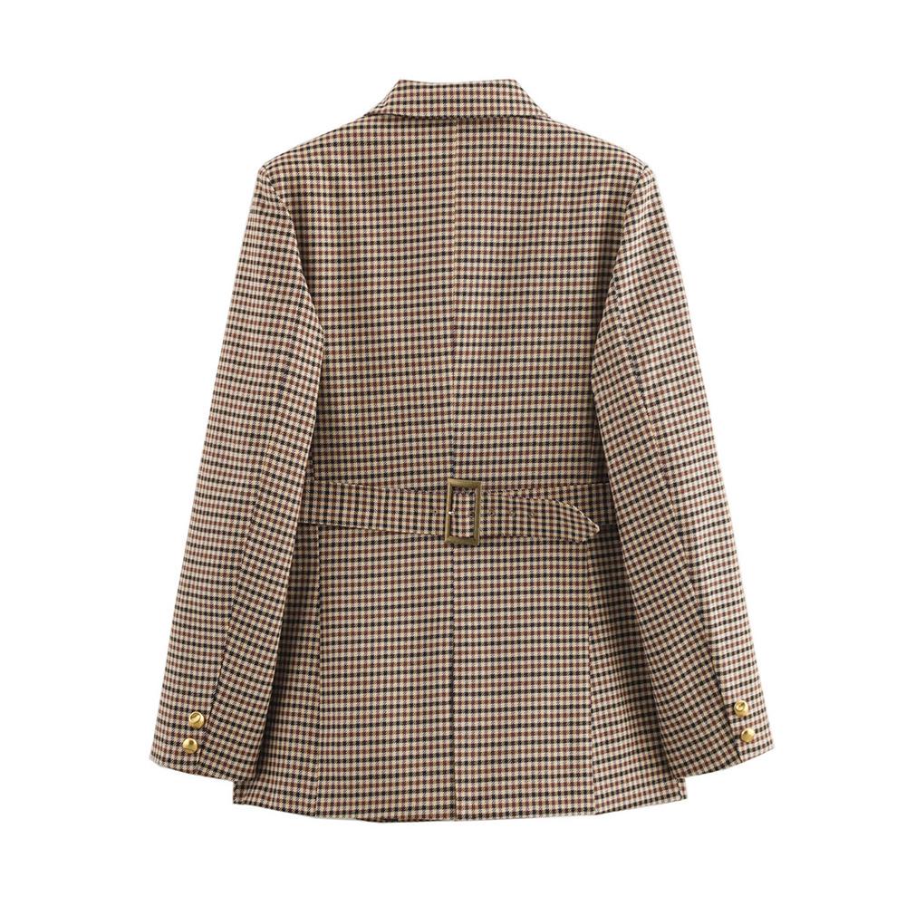 Spring 2025 Women's Houndstooth Belted Slim Fit Suit