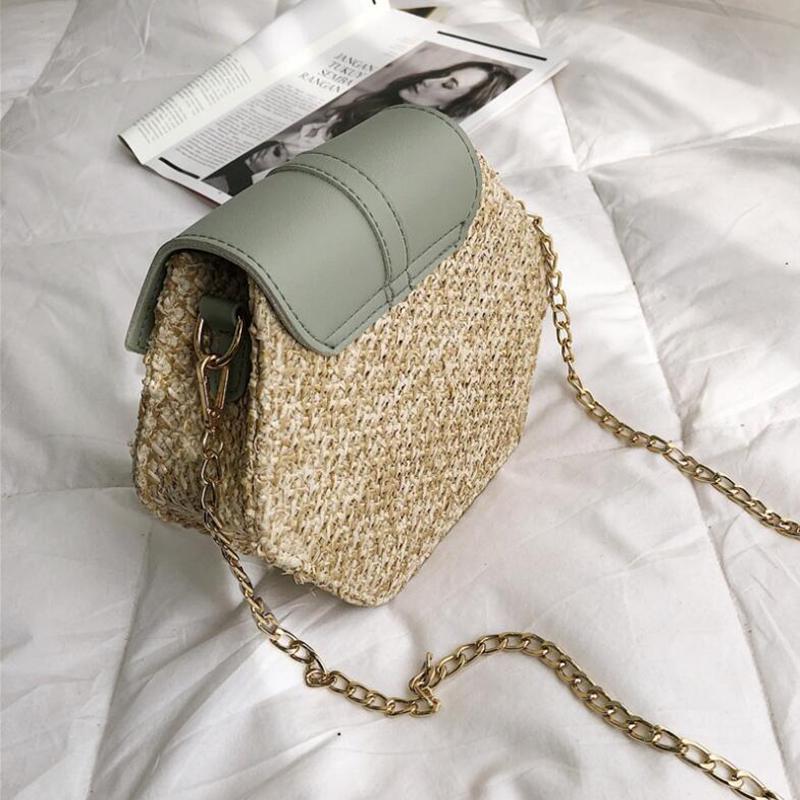 Yogodlns Borsa in paglia per donna Borse in pelle PU di nuova moda Borsa estiva in rattan da spiaggia per donna