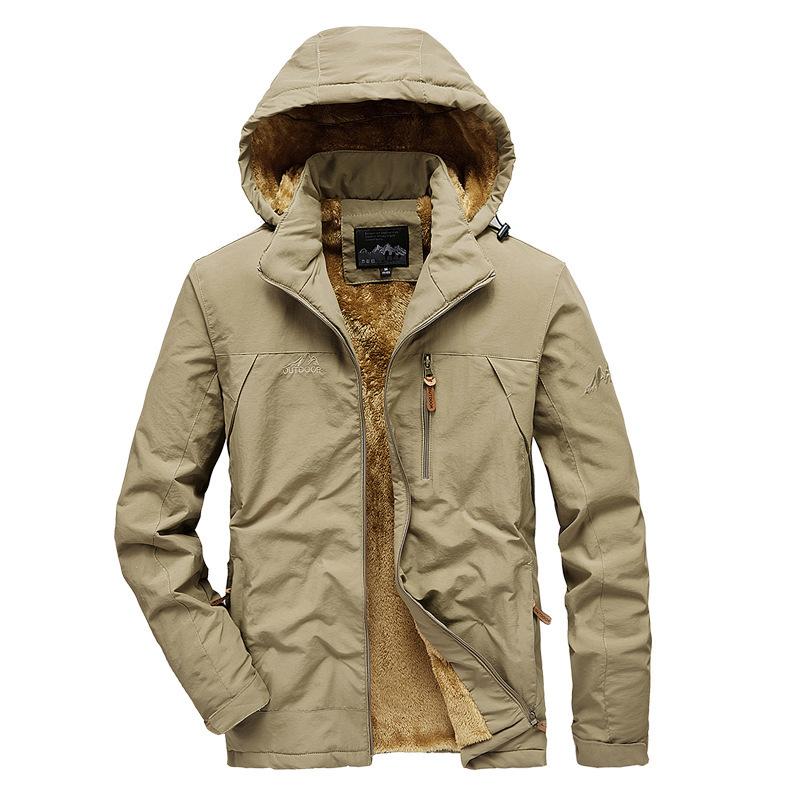 New Autumn and Winter Fleece Jacket Men's Casual Outdoor Removable Hood Quick-drying Coat Cotton Jacket