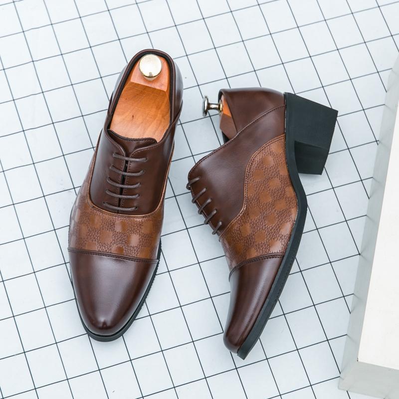 

Высококачественные Толстые Высокие Каблуки 6см Британская Социальная Обувь Мужские Броги Платформа Кожаная Обувь Мужская Формальная Деловая Кожа Для Мужчин 44 коричневый