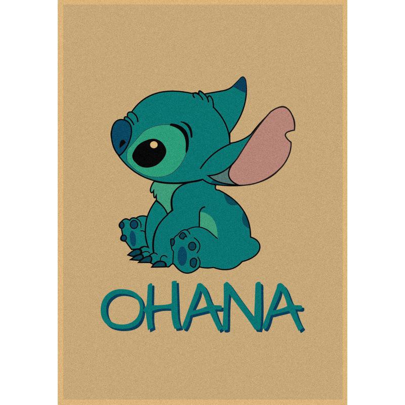 Lilo & Stitch Retro Kraft Poster - Scrump Wall Art Decoration